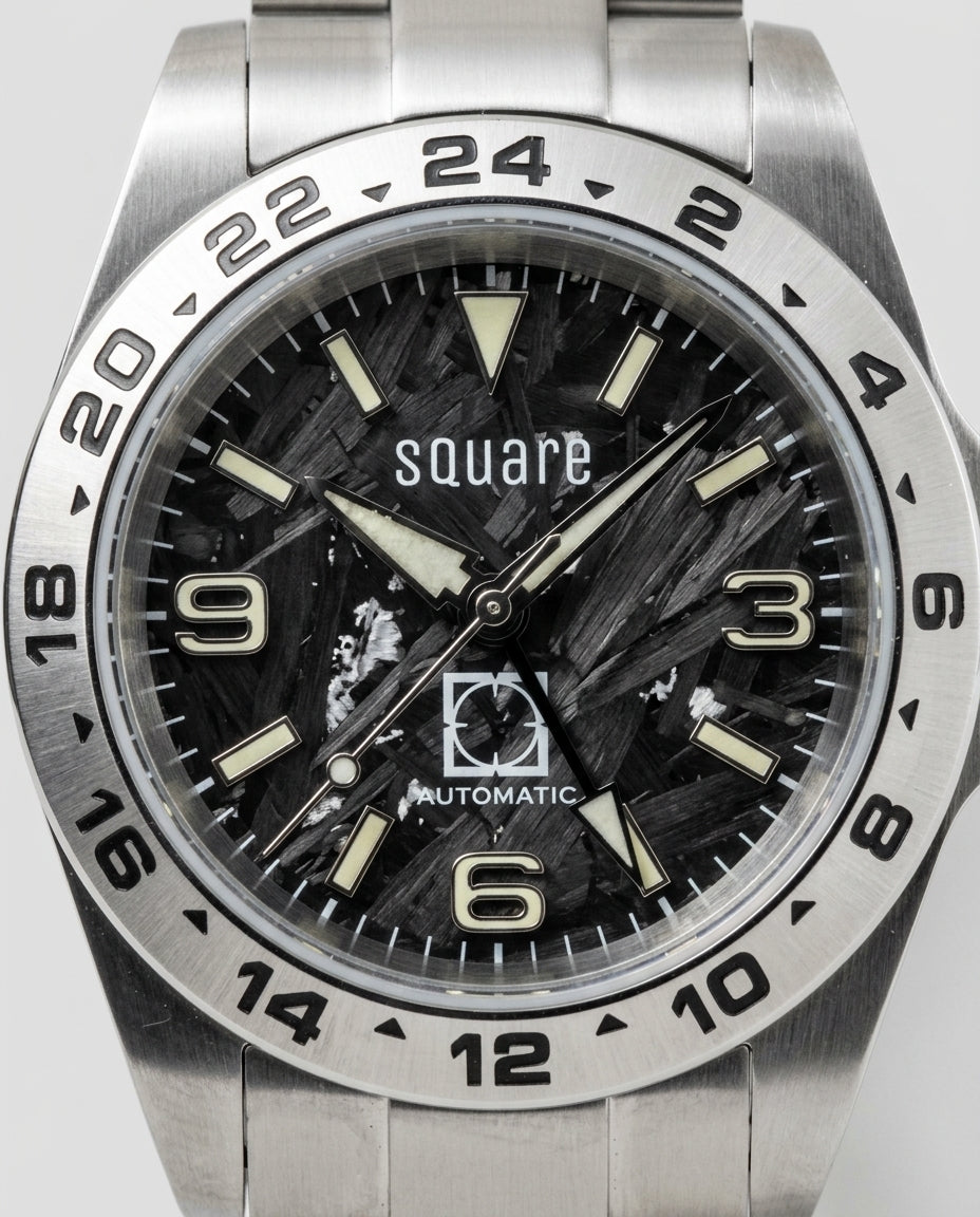 GMT Wristwatch — Carbon Texture Macro | Generated by Modelize